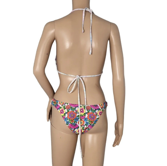 Orange Blue Yellow Floral Printed Bikini Set - Picture 2 of 2